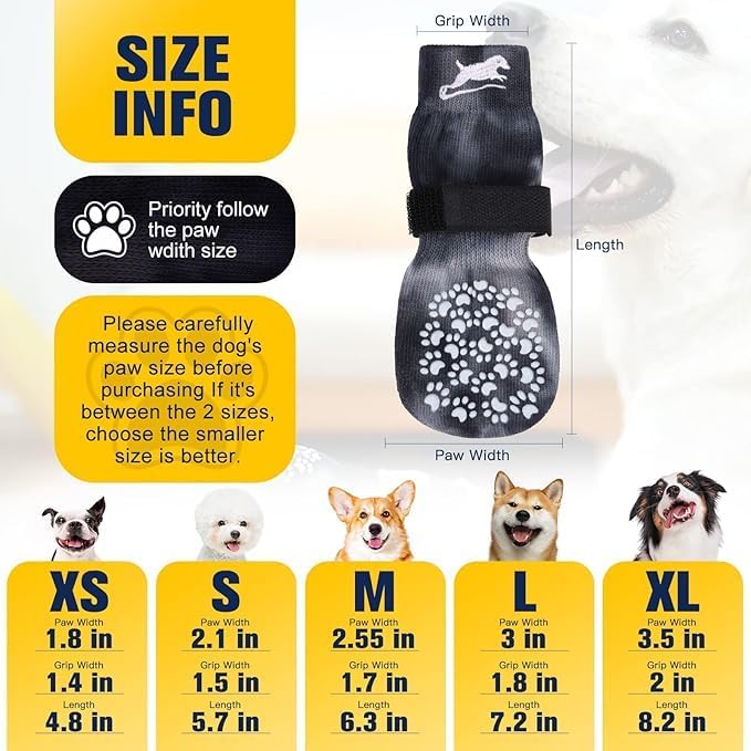 EXPAWLORER Anti Slip Dog Socks to Prevent Licking Paws, Dog Shoes for Hot Pavement, Dog Booties for Small Medium Large Senior Dogs, Traction Control Boots & Paw Protectors for Hardwood Floors - Image 2
