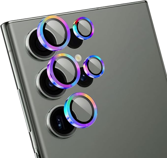 Camera Lens Protector for Samsung Galaxy S23 Ultra,1 Pack | Tempered Metal Glass Camera Cover, HD Clear Anti-Scratch Lens Screen Protector Film,Case Friendly,Colorful Titanium by Unknown