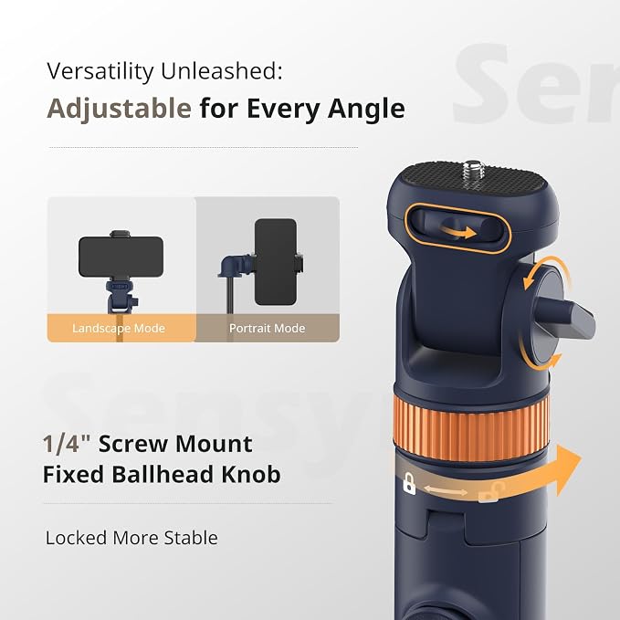 Sensyne 72" Phone Tripod, Extendable Selfie Stick with Detachable Phone Holder Compatible with All Cell Phones/Camera Blue - Image 4