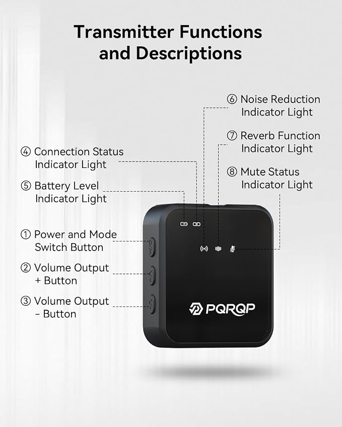 PQRQP 3 in 1 Wireless Lavalier Microphone for iPhone Android & Camera, Mini Clip-On Mic for Video Recording TikTok YouTube Interview, Noise Cancelling, 328ft Range, 18H Battery - Image 3