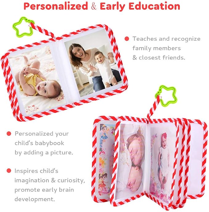 Baby Photo Album, My First Photo Album for Baby & Toddler, Red | 17 Photo Slots(4×6"), Soft Anti-Scratch Edges, Shatterproof Safety Mirror, Star Hanging Hook, Family Memory Keepsake Book - Image 2
