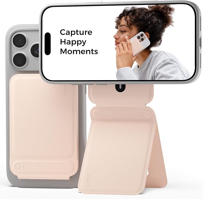 MOFT Phone Tripod Stand, Portable Selfie Stick for iPhone, Mulit-Angle | Pocket Size | Strong Magnets l MOVAS Leather | Magsafe Compatible | Easy to Charge | Stylish |For Content Creators by MOFT