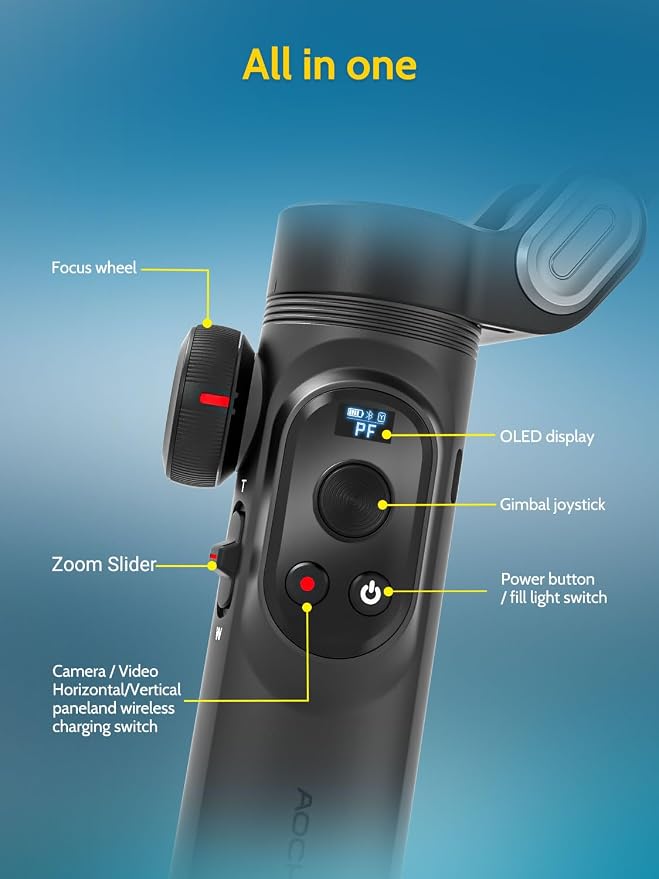 AOCHUAN Gimbal Stabilizer for iPhone Gimbal with Wireless Charging Smartphone for iPhone 15 Pro Max/Android Foldable 3-Axis Handheld Phone Stabilizer for Video Recording Face Tracking-Smart X Pro - Image 6