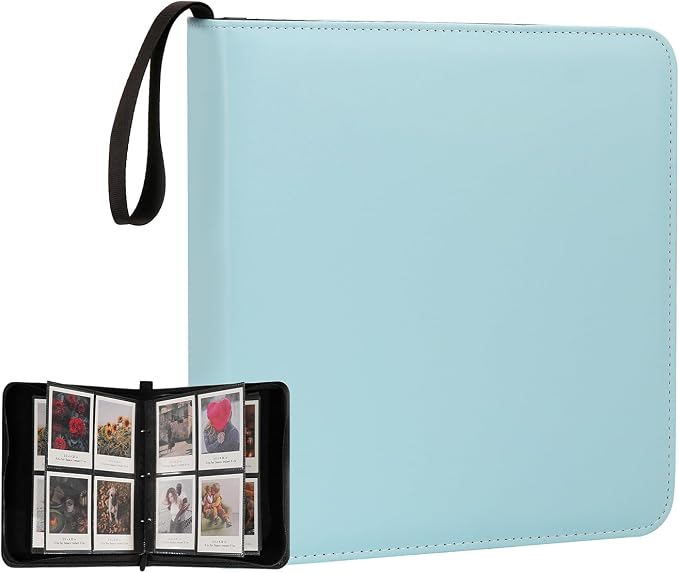 Large Polaroid Photo Album Binder, 240 Pockets. Sky Blue | Fits Polaroid i-Type, 600, SX-70 and Instax Wide 3.5x4.25 films. Acid-free pages protect photos for long-term storage. by GoldbarleyDesign