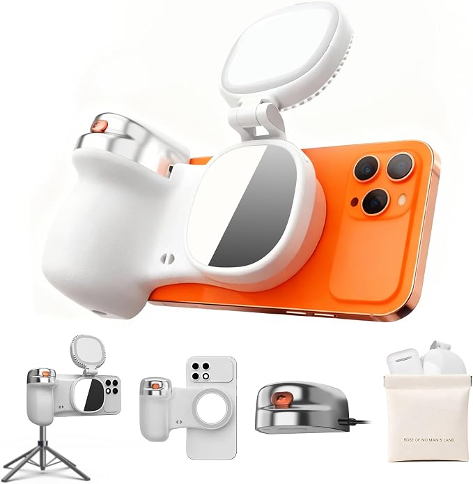 Magnetic Selfie Light & Phone Camera Grip with Detachable Wireless Shutter, Ergonomic Fun Shot Grip for iPhone & Android, Supports Native Camera, Tripod Mount, Portable Creator Kit by Unknown
