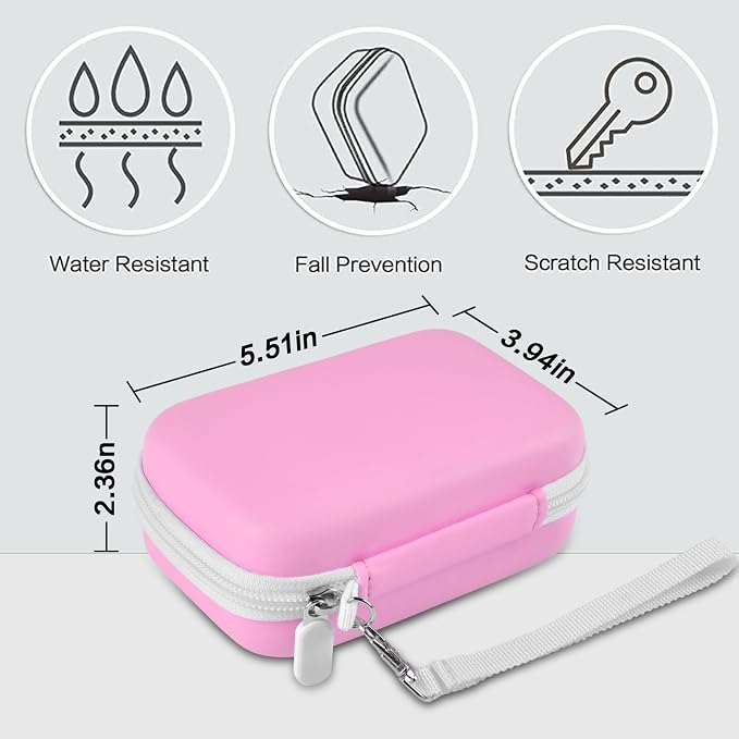Case for Canon Ivy 2 / CLIQ+2/ CLIQ 2/ for KODAK Step Mini Photo Printer | Hard-shell EVA case, Zippered Mesh Pocket Fits Photo Paper & Cable, Securing Straps, Detachable Handle, Case Only, Pink - Image 4