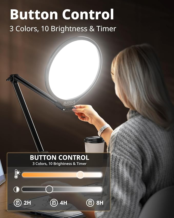 UBeesize 10" Key Light for Streaming, Desk Ring Light with Adjustable Arm, Zoom Lighting for Home Office, Gaming, Podcast, Video Calls, and Recording - Image 3