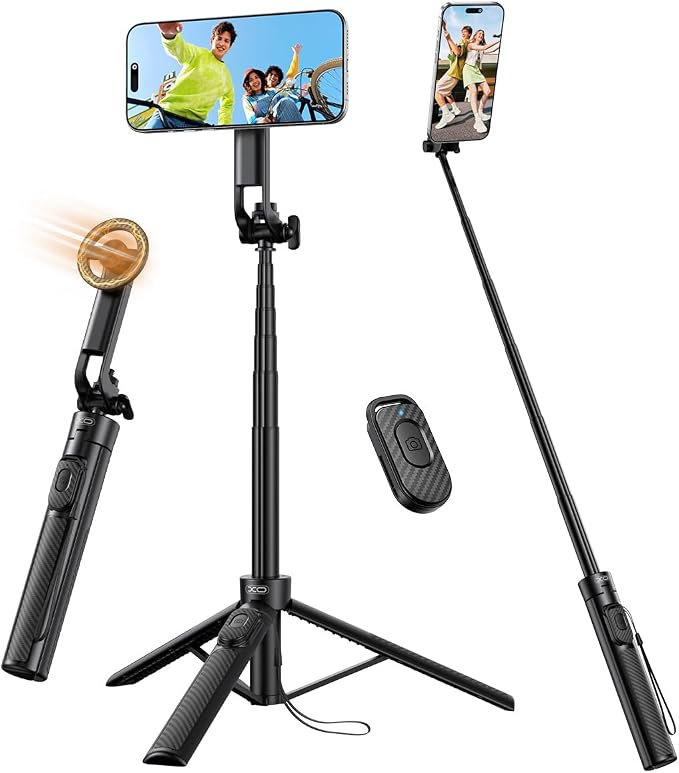 Magnetic Phone Tripod,51" Adjustable and Foldable Selfie Stick Tripod for iPhone with Remote,Strong Magnet Selfie Stick Stand for Traveling, Recording,Taking Selfies and Live Streaming by XOSimpleisBeauty