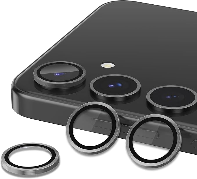 for Samsung Galaxy S24 Camera Lens Protector, Individual Metal Ring Tempered Glass Lens Cover, [Strong Adsorption] Scratch Resistant Ultra-Thin HD Clear Lens Cover, 2 Sets-Gray - Image 2