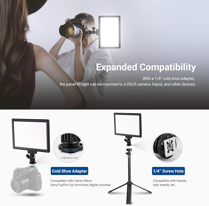 NEEWER Basics 9" LED Light Panel with Desk Tripod Stand, Edge Lit, NL-120B | 3200K-5600K Dimmable, Camera Soft Key Lighting, CRI95+ 800Lux, 4000mAh Rechargeable, Photography Video Recording Streaming - Image 6