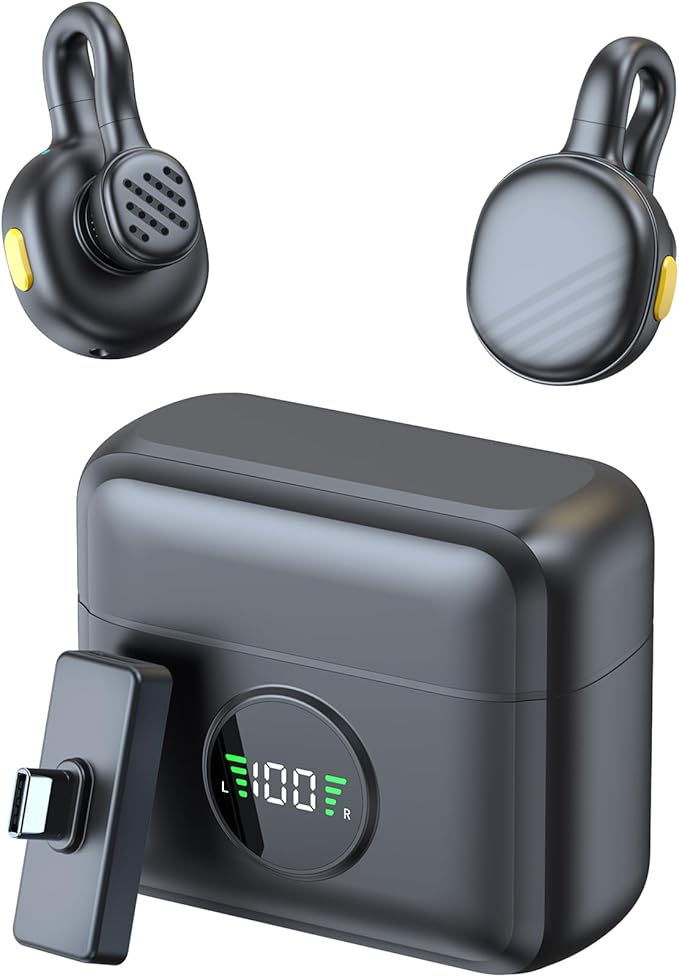 Wireless Mini Microphone for Android, Clip On Mic with Charging Case | 7H Battery Life, Noise Canceling Lapel Microphone for Content Creators Video Recording Vlogging, YouTube by TXTune