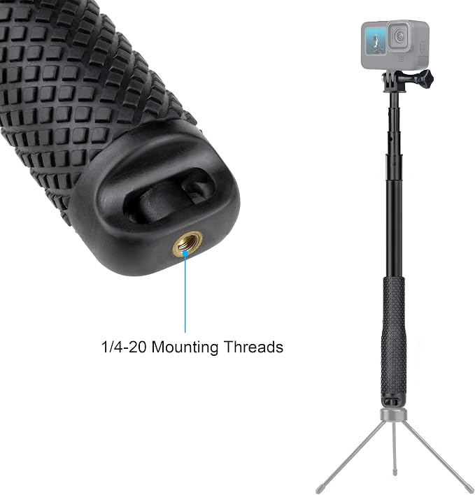 SOONSUN Waterproof Selfie Stick Long Extension Pole for GoPro Action Camera | 46in Underwater Telescoping Pole, Monopod & Hand Grip for GoPro Hero 13 12 11 10 9, Mission, MAX, Insta360 & DJI Osmo Action - Image 5