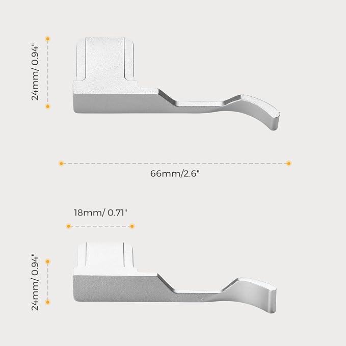 Thumb Hand Grip + Shutter Button for FUJIFILM X100VI/X100V - Silver | Aluminum thumb grip for FUJIFILM X100VI/X100V improves handling & stability, protects contacts, for street photography - Image 6