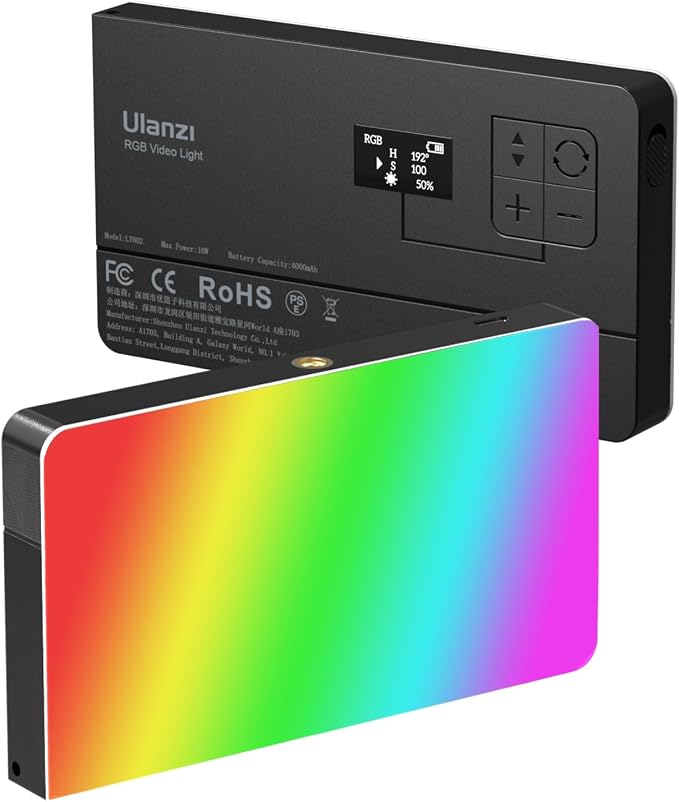 ULANZI PL-01 RGB Video Light, Portable RGB Camera Light with 4000mAh Battery, 360° Color 20 Light Effects, CRI≥95 2500-9000K LED Panel DSLR Photography Lighting for YouTube, Video Conference, Vlogging | 0-360° Full RGB HSI Adjustment 4000mAh Built-in R... by ulanzi