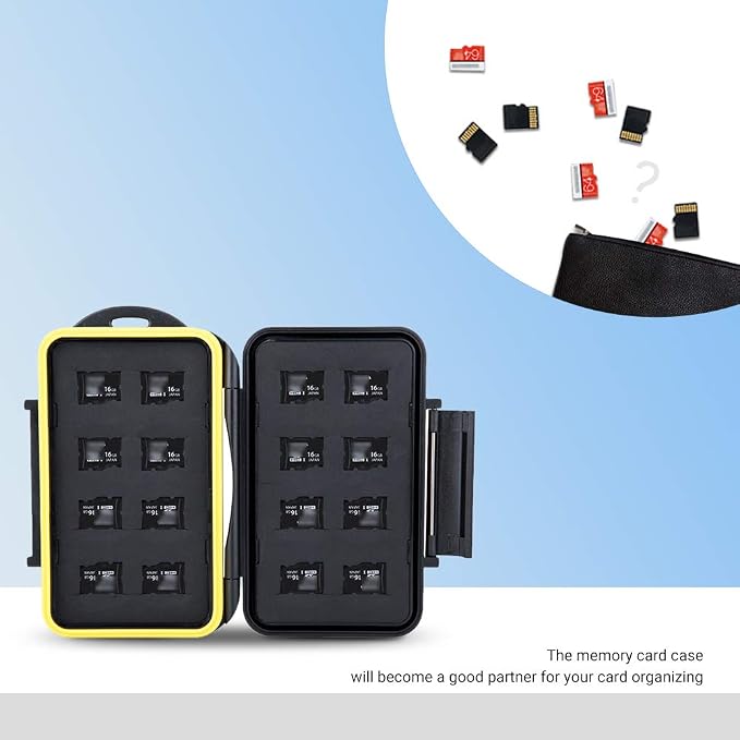 16 Slots Micro SD Card Holder, Micro SD Card Case Micro SD Micro SDHC Micro SDXC Card Storage Micro SD Card Organizer with Carabiner, Water-Resistant Anti-Shock - Image 8