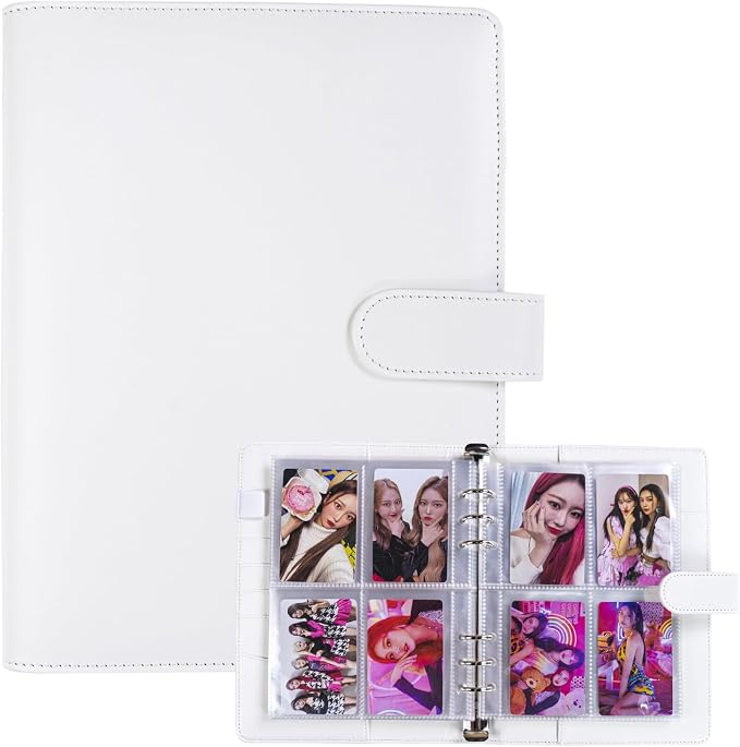 A5 Kpop Photocard Binder with 30 Pack 4-Pocket Card Pages, 6 Ring A5 Binder Card Collector Album with 240 Card Slots,PU Leather Binder Cover with Magnetic Buckle Closure for Organizing Trading Card by WITHYU