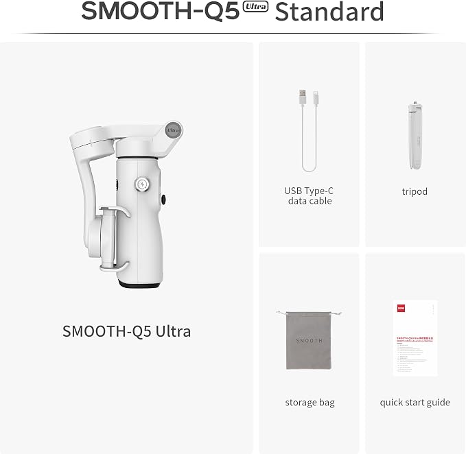 ZHIYUN Smooth Q5 Ultra 3-Axis iPhone Gimbal Stabilizer for Video Recording | Portable Foldable Phone Stabilizer, Built-in Extension Rod, Fill Light, Tripod, 13.5H Long Lasting Battery - Image 2