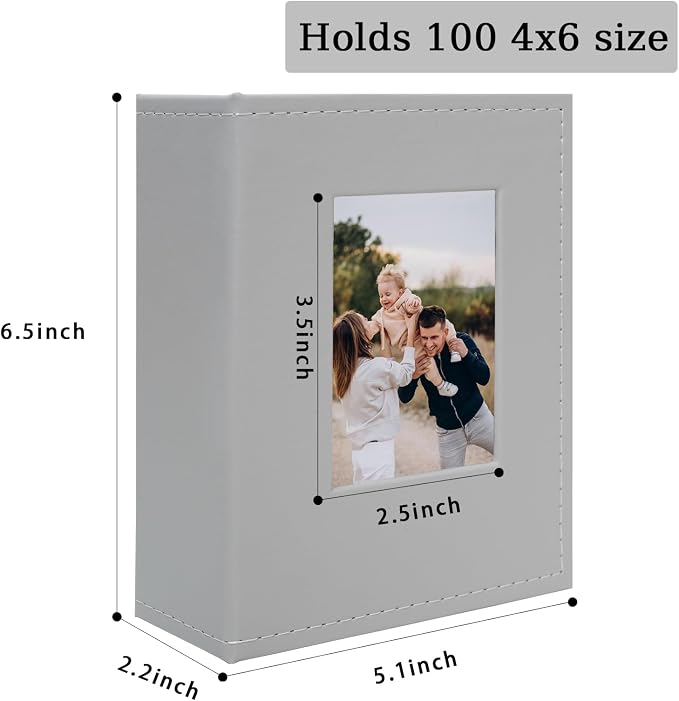 Small Photo Album 4x6 100 Pockets Leather Cover Picture Book Holds 4x6 Photos for Wedding, Baby, Family, Graduation - Image 4