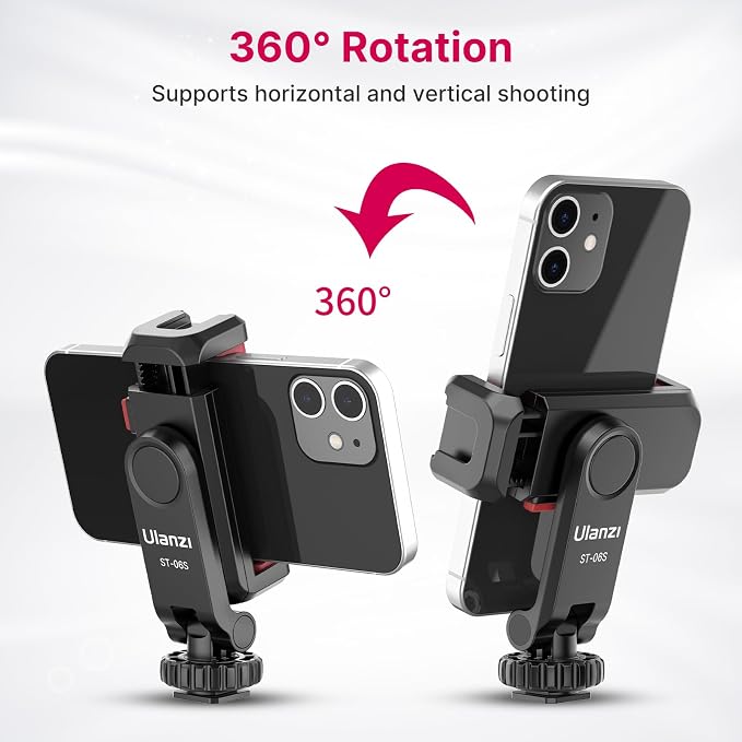 ULANZI ST-06S Phone Tripod Mount Holder for iPhone | Camera Hot 2 Cold Shoe Phone Mount Compatible for iPhone Android Sony Canon DJI Ronin S/SC Zhiyun Gimbals - Image 5