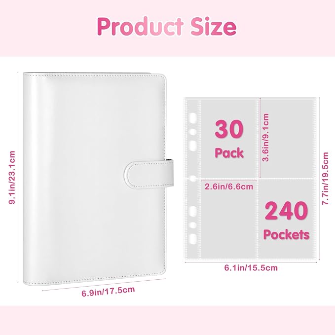 A5 Kpop Photocard Binder with 30 Pack 4-Pocket Card Pages, 6 Ring A5 Binder Card Collector Album with 240 Card Slots,PU Leather Binder Cover with Magnetic Buckle Closure for Organizing Trading Card - Image 5
