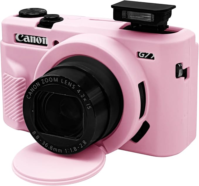 Case with Removable Lens Cover for Canon G7X Mark II/G7XII Camera(Pink) | Soft Silicone Camera Protective Case,Slim Fit,Anti-Scratch,Dustproof,Shockproof,Camera Accessories,For Travel,Daily Use by Unknown