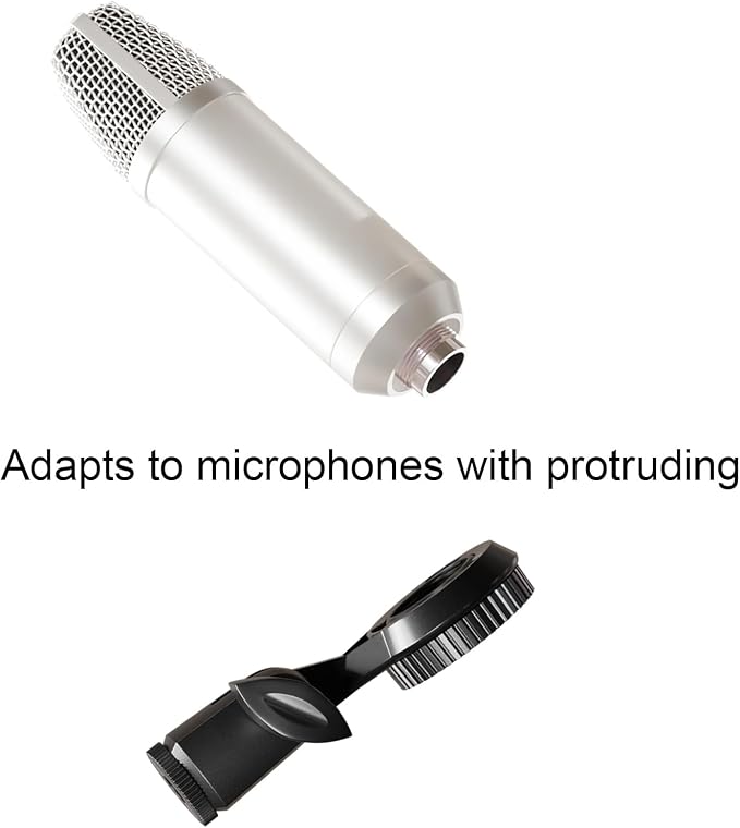 Condenser Microphone Holder Standard Interface Thread Compatible with Stand Devices With 3/8 Conversion Nut Short Video Mic Clip Ferrule For 0.9-inch Portable Shockproof Microphone Stands - Image 3