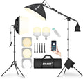 EMART Softbox Photography Lighting Kit, 50W LED 2PCS Soft Box with Boom Arm | Professional Equipment 16"x16" & 20"x20" Softbox, 50W 3000-6000K LED Bulbs, APP/Remote, Stand with Boom Arm for Studio, Vedio by EMART