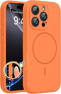 miracase Magnetic for iPhone 16 Pro Max Case, [Soft Anti-Scratch Microfiber Lining], Compatible with MagSafe, Liquid Silicone Case Shockproof Drop Protection Phone Case for 16 ProMax, Sunset Orange by Miracase