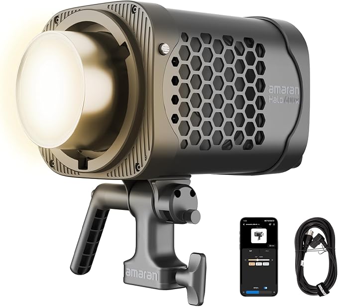amaran Halo 600x LED Studio Light, 610W Bi-Color COB Compact Video Light | All-in-one Design APP Control,2,700K - 6,500K,32,500 lux @ 1m Bowens Mount Lighting for Home Studios,Livestream by amaran