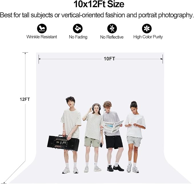 10x12 Ft White Backdrop Photography Cloth, Large White Screen for Professional Studio, Portrait, and Product Photography, Photo Background for Video, Film, INS, Live, Party, Decoration - Image 4