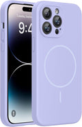 Miracase Silicone & Magnetic for iPhone 14 Pro Case, Light Purple | Compatible with MagSafe, Soft Microfiber Lining, Premium Silicone Cover Shockproof Drop Protection Phone Case for 14 Pro by Miracase
