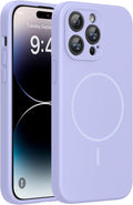 miracase Magnetic for iPhone 14 Pro Max Case, [Soft Anti-Scratch Microfiber Lining], Compatible with MagSafe, Silicone Shockproof Protection Phone Case for iPhone 14 Pro Max,Light Purple by Miracase