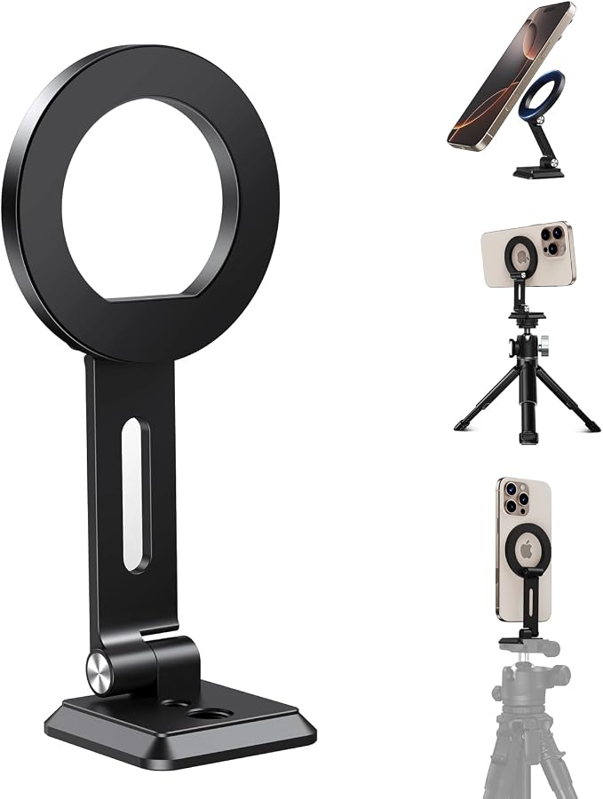 elitehood Magnetic Phone Tripod Mount with Arca Port & 1/4-20 for Magsafe | Aluminum Adjustable iPhone Tripod Mount Attachment for Professional Camera Tripod Video Recording, Streaming, Vlogging by Builtyourelitelive
