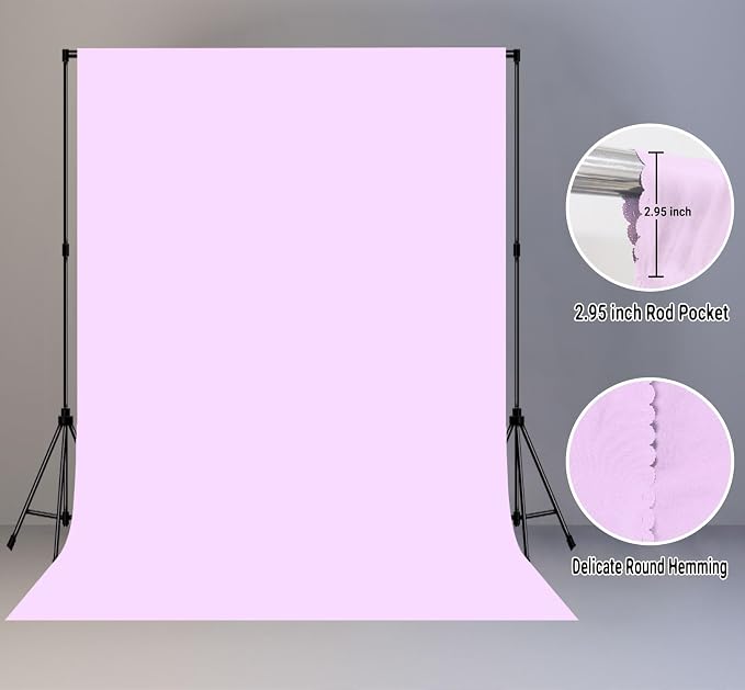Light Purple Photography Backdrop for Photoshoot, Fabric 5x7ft | Polyester Studio Photo Backgrounds, Non Reflective, Easy to Hang, for Portrait Shoot, Product, Party Decor, Video Creation - Image 2