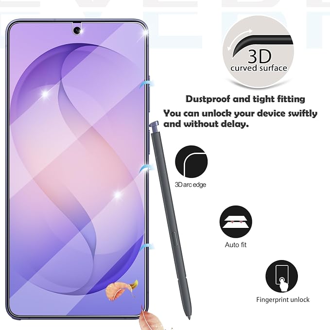 Galaxy S26 Ultra Screen Protector + Camera Lens Protector, [2 +2 Pack] [Ultrasonic Fingerprint Unlock] Full Coverage Tempered Glass Screen Protector For Samsung Galaxy S26 Ultra - Image 3