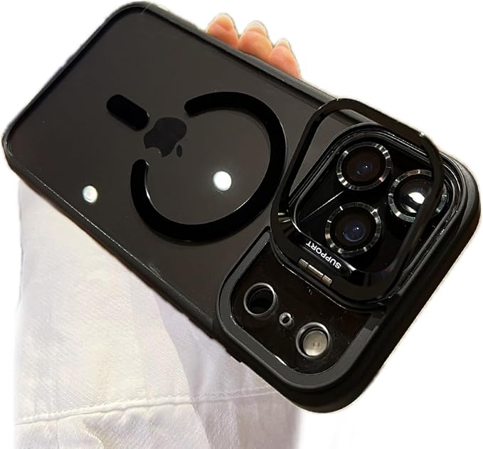 for iPhone 17 Pro Max Magnetic Case with Kickstand, [Compatible with MagSafe] Built in Stash Stand Clear Shockproof Soft Cover Camera Lens Protection Case for iPhone 17 Pro Max 6.9", Black by Unknown