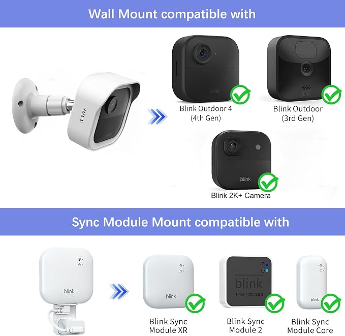Wall Mount for Blink Outdoor 4/Outdoor 2K Camera, Blink Sync Module Mount | 3 Pack, Weatherproof Protective Housing, 360° Adjustable Mounting, White - Image 2