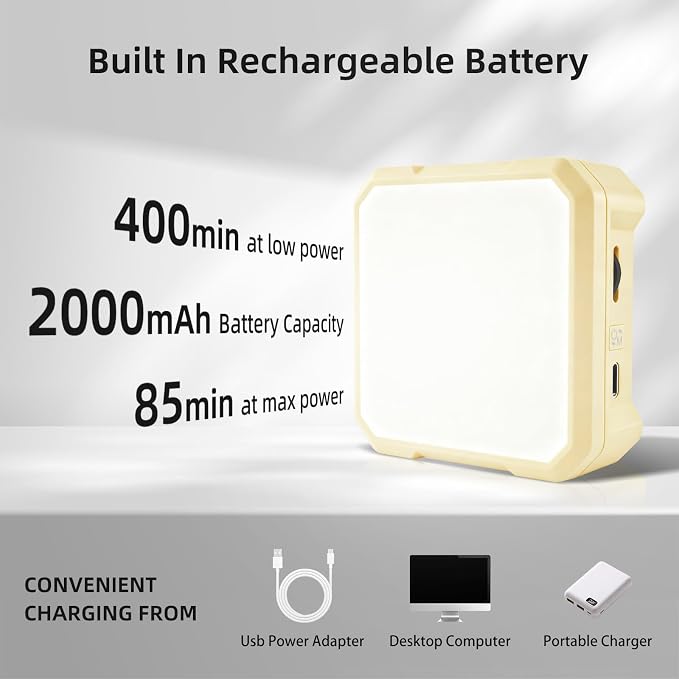 Ailight Magnetic Selfie Light for Phone, 2000mAh Portable Video Conference Lighting with Clip, CRI 98+ 2500K-9000K Rechargeable LED Video Light with Flip-Up Gimbal for Makeup, Photography - Yellow - Image 7
