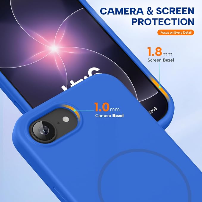 miracase Magnetic for iPhone 17e Case & iPhone 16e Case, [Soft Anti-Scratch Microfiber Lining], Compatible with MagSafe, Silicone Shockproof Protection Phone Case for iPhone 17e/16e, Blue - Image 7