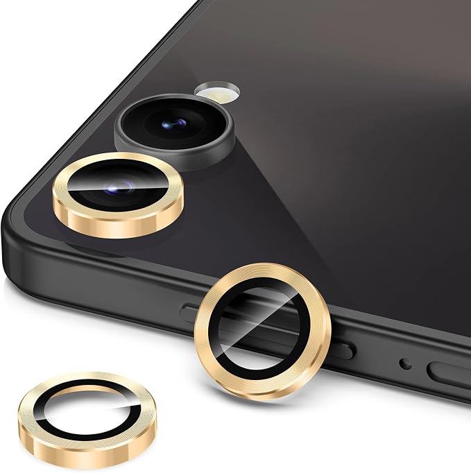 for Samsung Galaxy Z Flip 7 Camera Lens Protector, Individual Metal Ring Tempered Glass Lens Cover, [Strong Adsorption] Scratch Resistant Ultra-Thin HD Clear Lens Cover, 1 Set-Gold - Image 2