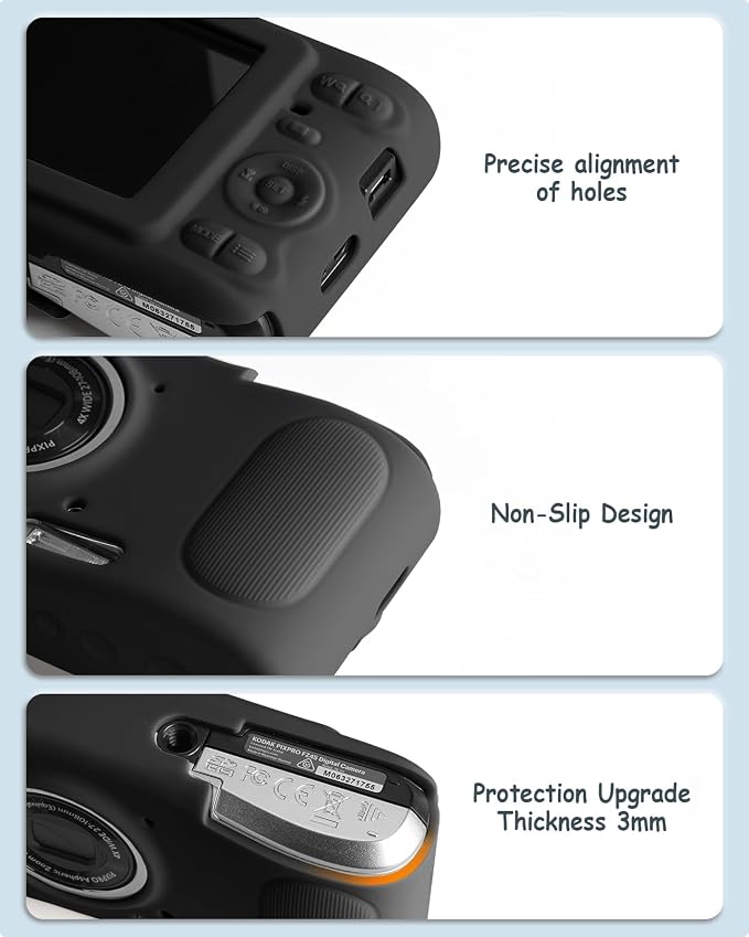 SQERO Camera Case Kit for Digital Camera KODAK PIXPRO FZ45, Hard Case with Soft Silicone Camera Cover, Lens Protective Design, SD Card Storage Travel Carry Cute Bag Small - Image 3