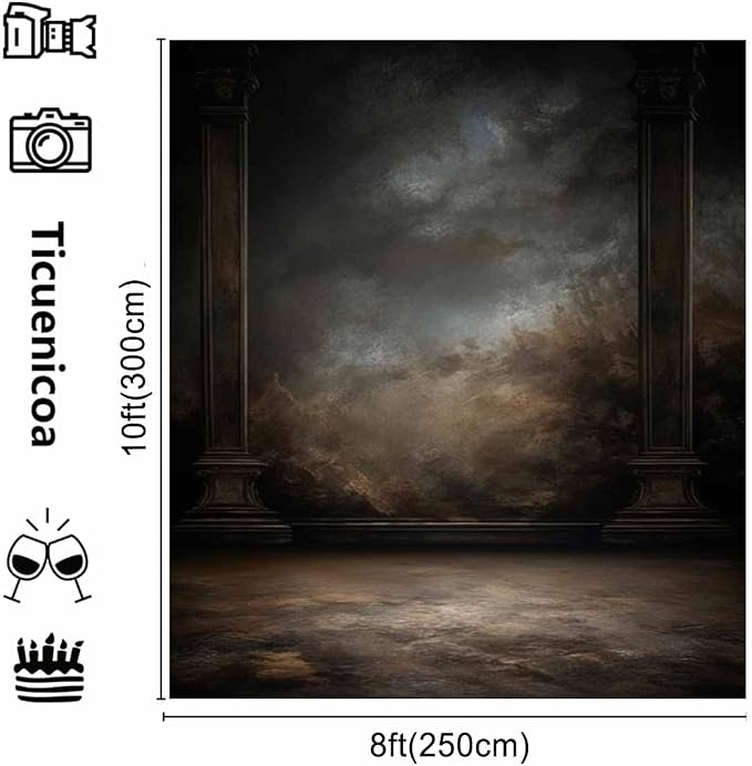 8x10ftDark Vintage Photography Backdrops Portrait Photo Backdrop Wedding Bridal Show Birthday Background for Studio Props - Image 5