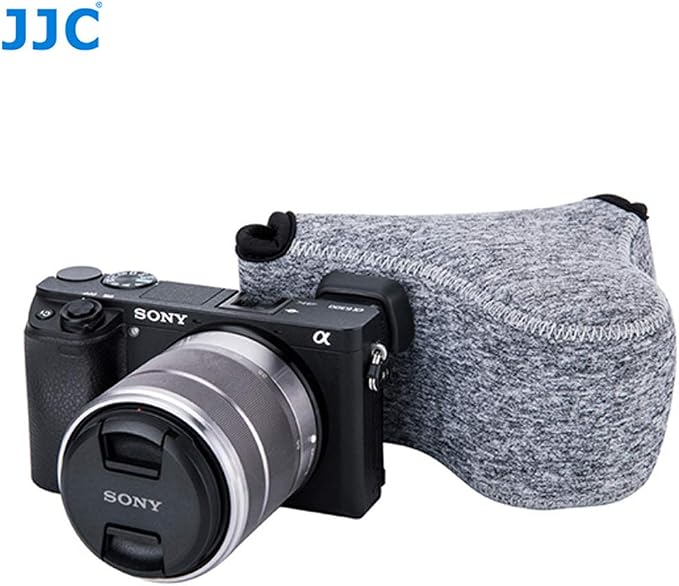 JJC Grey Ultra Light Neoprene Camera Case for Sony a6600 a6500 a6400 a6300 a6100 a6000 a5100 +18-55mm/E 50mm F1.8 Lens, Pouch Bag for Fuji X-T30 X-T20 X-T10 +16-50mm, Canon PowerShot SX530 SX540 G3X - Image 3