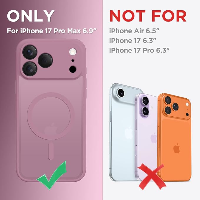 CAPRARO for iPhone 17 Pro Max Case, Compatible with MagSafe | Upgraded [Full Camera Protection] Protective Translucent Matte Women Girl Magnetic Phone Case Cover, Blackcurrant - Image 2