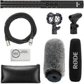 RØDE NTG4 Shotgun Microphone w/Digital Switches Bundled with Universal Shockmount + Fur Windshield + XLR Microphone Cable + Cleaning Cloth (5 Items) by R%C3%98DE