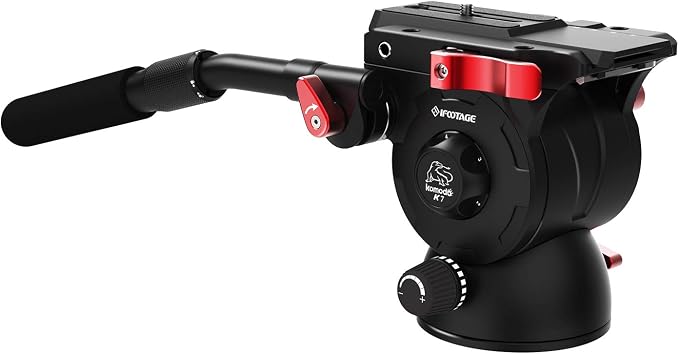 IFOOTAGE Komodo K7 Fluid Head Video Tripod Head with Quick Release | Aluminum Fluid Drag Pan Head for DSLR Camera Camcorder Monopod Tripod, Quick Release Plate, Payload 7KG/15.4LB by IFOOTAGE