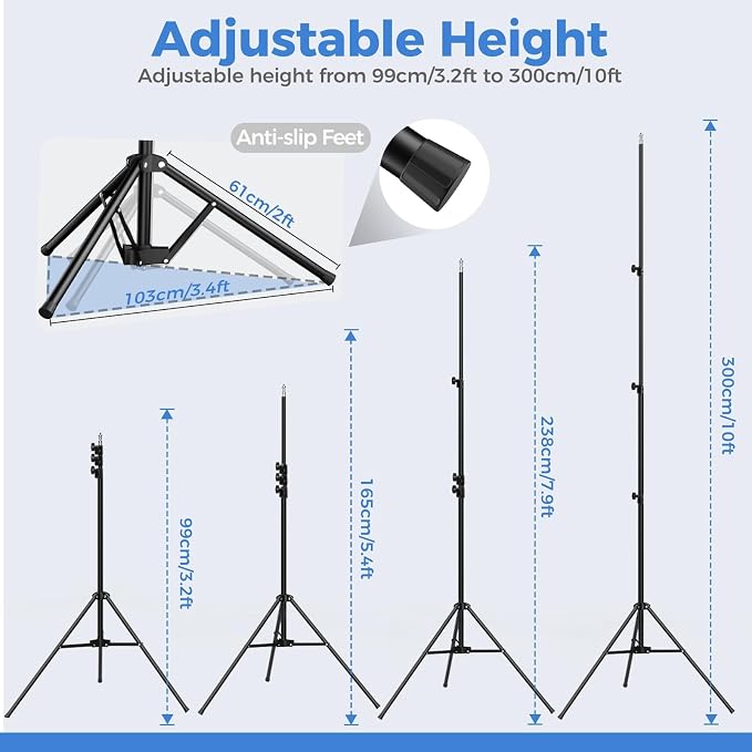 EMART 5 * 10ft White Photo Backdrop Stand Kit with T-Shape Stand | Portable lightweight T-shaped metal stand for easy setup，suitable for portrait photography, live streaming, content recording - Image 3