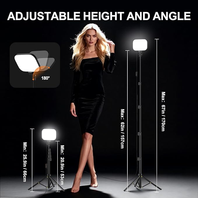EMART LED Video Light,62" Tripod, 3000-5500K Studio Lights for Photography | Portable 3000-5500K CRI97+ Panel Light & Magnetic Light Filters, Bi-Color Dimmable Lighting for Video Recording,Podcast 2Pack - Image 2