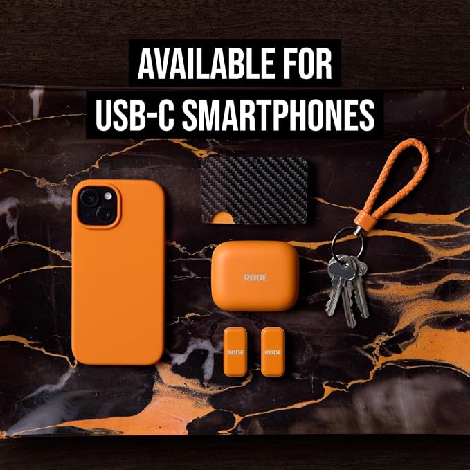 RØDE Wireless Micro - Compact Wireless Microphone, Two Mics with Charge Case for Smartphone Content Creation - USB-C, Orange | Two Mics with Charge Case for Smartphone Content Creation, USB-C, Orange - Image 9