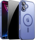 for iPhone 17 Case with Privacy Screen Protector, Light Blue | Full Camera Protection, Magnetic, Compatible with MagSafe, Translucent Matte Shockproof Phone Protective Cover for iPhone 17 by ZOZDOKG